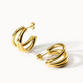 Classic Three-Wire Eono Hoop Earrings for Women Gold Silver Stainless Steel Geometric Trendy Jewelry for Gift Wholesale