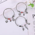 Stainless Steel Chain Silver Plated Bead Leaf Heart Key Pendant Women Lady Top Quality Charm Bangle Bracelets