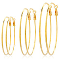 3 Pairs Per Set Vintage Geometric Big Circle Hoop Earrings for Women Gold Chunky Earring Fashion Jewelry
