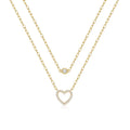 Link Chain Necklace 925 Sterling Silver Double Layer Hollow Heart Zircon Choker Necklaces for Girl Gifts