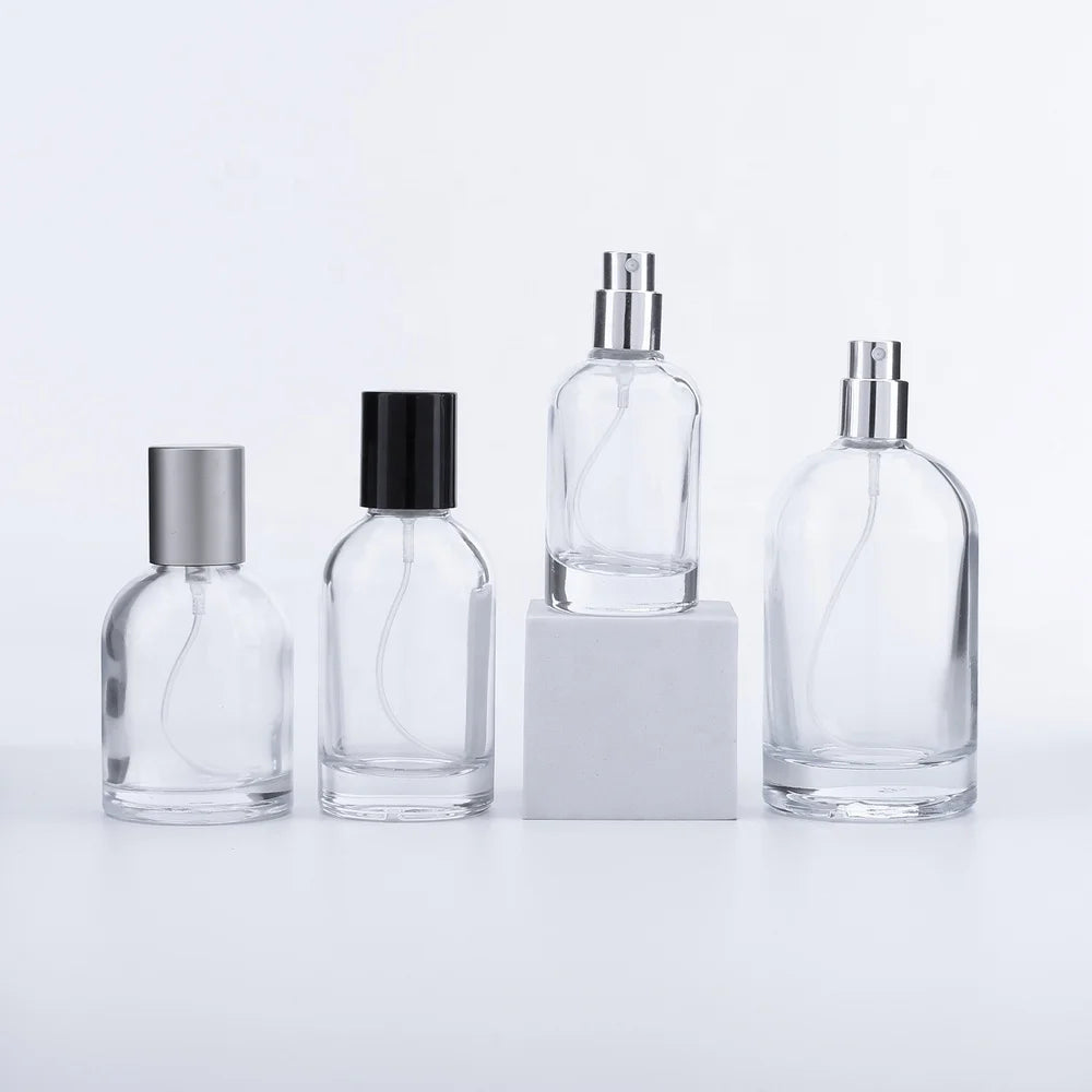 Empty Round Clear Fragrance Bayonet Glass Perfume Bottle 30ml 50ml 100ml Perfume Spray Glass Bottles With Bayonet Cap