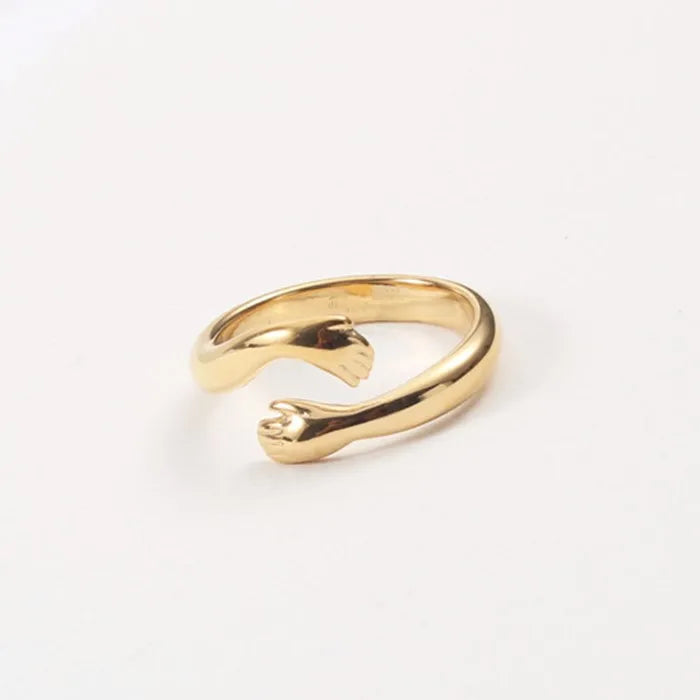 Wholesale Women Jewelry Stainless Steel Hug Hands Ring
