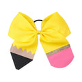 5" Pencil Hair Bows Girls Back to School Glitter Cheer Bows Elastic Bands Kids Boutique Hair Accessories