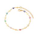 New Simple Fashion 18K Gold Plated Stainless Steel Jewelry Women Creative Eye Cross Charm Anklets Adjustable Size Chain Anklets