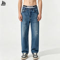 Custom Straight Leg Vintage Washed Denim Pants Men 100% Cotton Jeans for Men