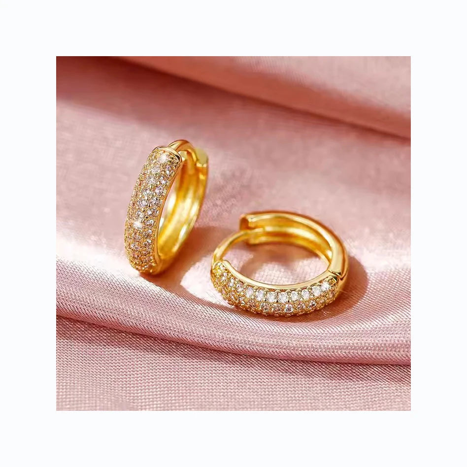 2024 Copper Gold Plated Earrings Hip-Hop Style Buckle Ring for Women