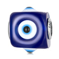 925 Sterling Silver Demon Eye Amulet Charms Dark Blue Beaded Women's Fine Jewelry for Bracelet Necklace SCC2316