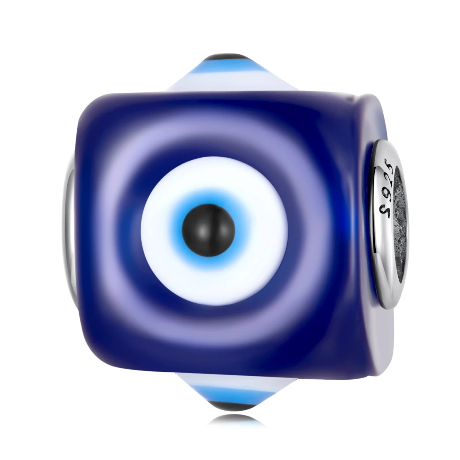 925 Sterling Silver Demon Eye Amulet Charms Dark Blue Beaded Women's Fine Jewelry for Bracelet Necklace SCC2316