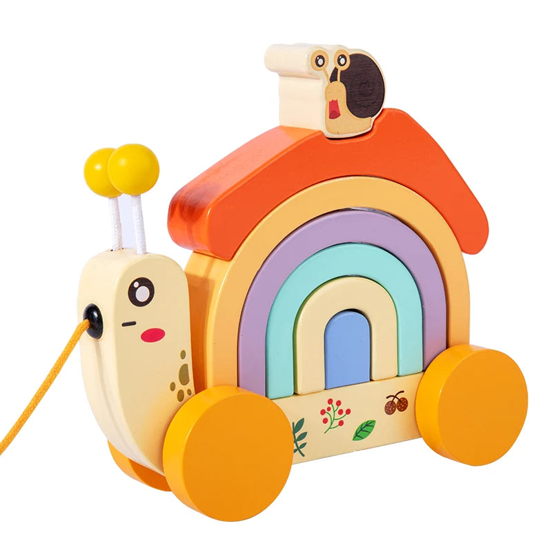 Wholesale Top Fashion Children Drag Wooden Car Toys