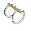 Fashion Women Punk Earring Girl'S Black and White Zircon Big U Shaped 18K Gold Plated Stainless Steel Earing Set