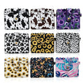 Wholesale PU Leather Keychain Wristlet Wallet Solid Color Cow Print ID Card Holder Purse