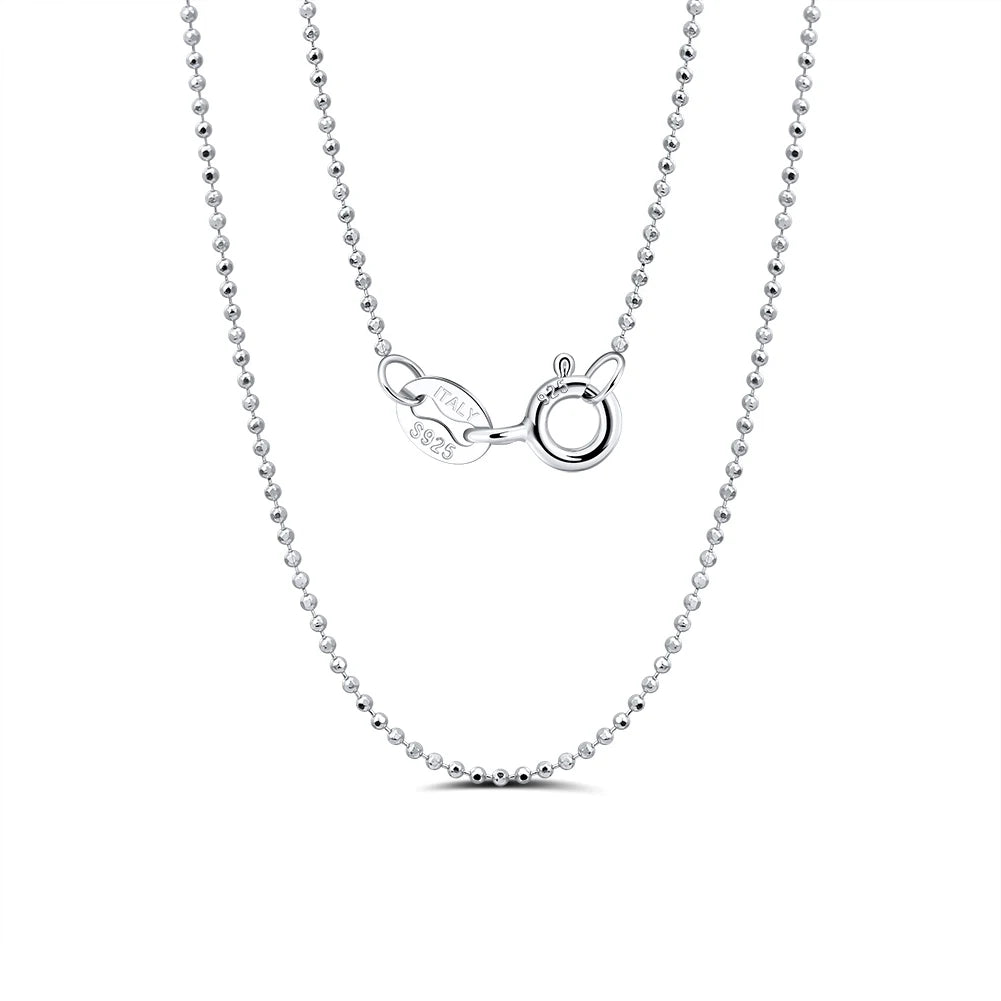 RINNTIN SC24 Joyas Al Por Mayor 925 Sterling Silver 1.2mm Ball Bead Chain Necklace