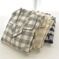 New Autumn Cotton Velvet Soft Plaid Checker Long Sleeved Couples Set Casual Home Wear Pajamas