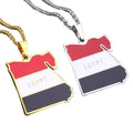 BINSHUO Trendy Gold Plated Stainless Steel Egypt Nation Map Flag Charm Pendant Necklace for Unisex Men Women Couples