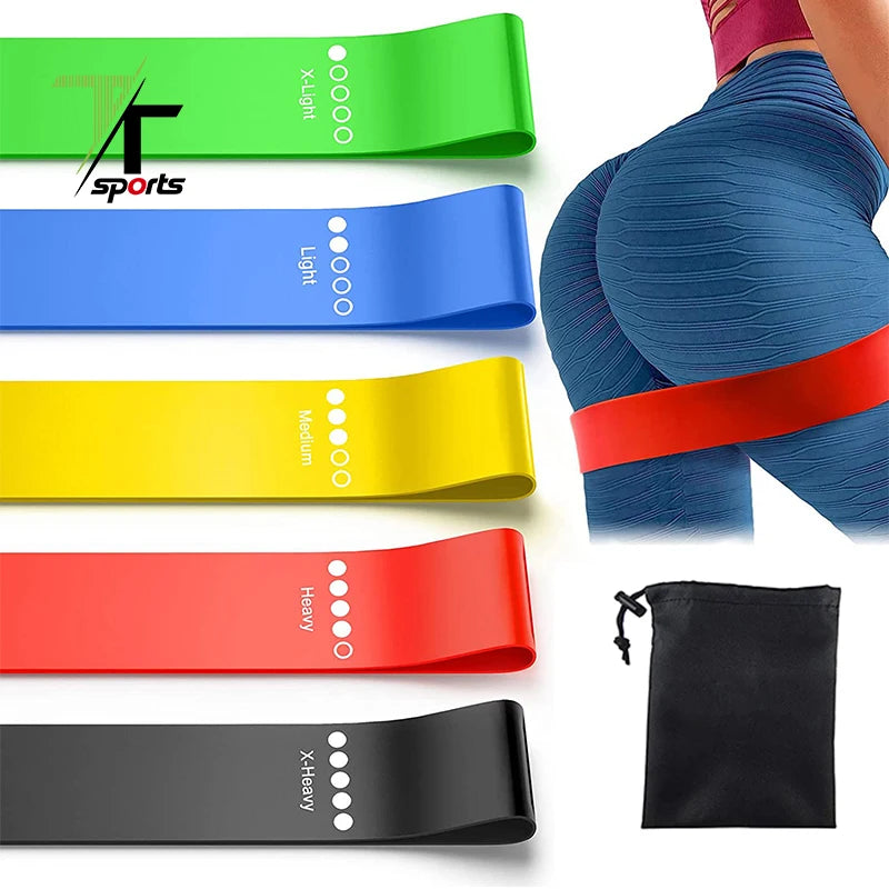 Fitness Resistance Bands Set Custom logo 5 Latex Rubber Elastic Mini Loop Yoga Gym Workout Hip Bands Exercise