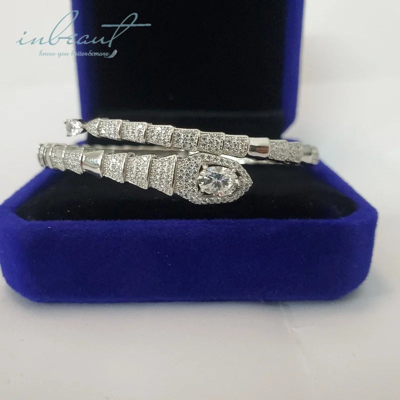 Silver 925 Original 1 Carat Excellent Cut Diamond Test Past D Color Oval Moissanite Bangle for Women Wedding Fine Jewelry