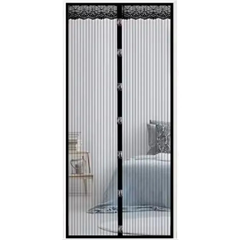 Modern Kitchen Magnetic Curtain Door Black Mesh Automatic Closing Mosquito Net with Magnets Insect Resistant