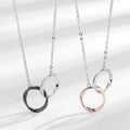 Classical Simple Couple Men Women 925 Silver Gold Plated Pendant Necklace with Interlocking Link Chain Wedding Engagement Gift