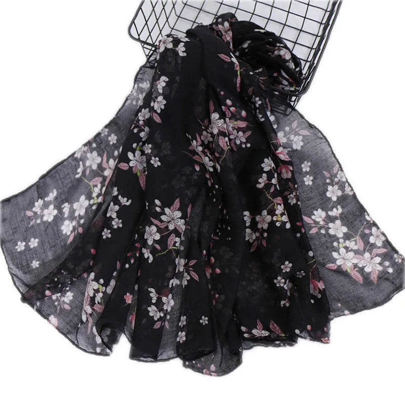 Summer Sunscreen  Wholesales Design Custom Logo Accept Hot Selling New Fashion Chiffon Printing Silk Women Long Scarves