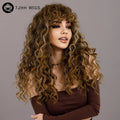 Wholesale Wig Long Kinky Curly Wigs24in Highlight Honey Blonde Deep Wave Synthetic Pelucas Afro Half Wig for Black Women