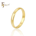 3.5mm FJ Fallon Jewelry Thin Glossy Wedding Band Rings Plated in 14K Yellow Gold Zinc Alloy Environmental Friendly