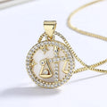 Necklace Gold Plated Zodiac Sign Pendant and Charms Chain Moissanite Chic Geometric Gemstone Jewelry Necklace