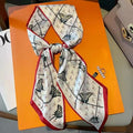 Luxury Women's Long Soft Printed Silk Scarf Comfortable Square Shaws Foulard Dot Hook Flower Bow Beautiful Head Wrap Scarf