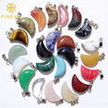 Wholesale Jewelry Making Pendant Necklace Turquoise Agate Crystal Moon Natural Stone Charms