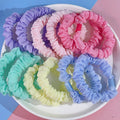 Wholesale Adjustable Chiffon Cute Style Multi-color Hair Scrunchies Girls DIY Flat Button Hair Rope Fabric Ponytail Elastic High