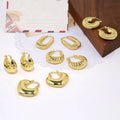 EM1370 Bold Bohemian 18K Gold Plated Geometric Twisted Hoop Earrings Trendy Croissant Statement Hoops for Women Gift