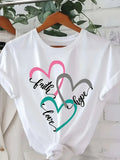Custom With Crown Heart Design All-Season Casual Attire Casual Wear Women'S Graphic White Casual Crew Neck Short Sleeve T-Shirt