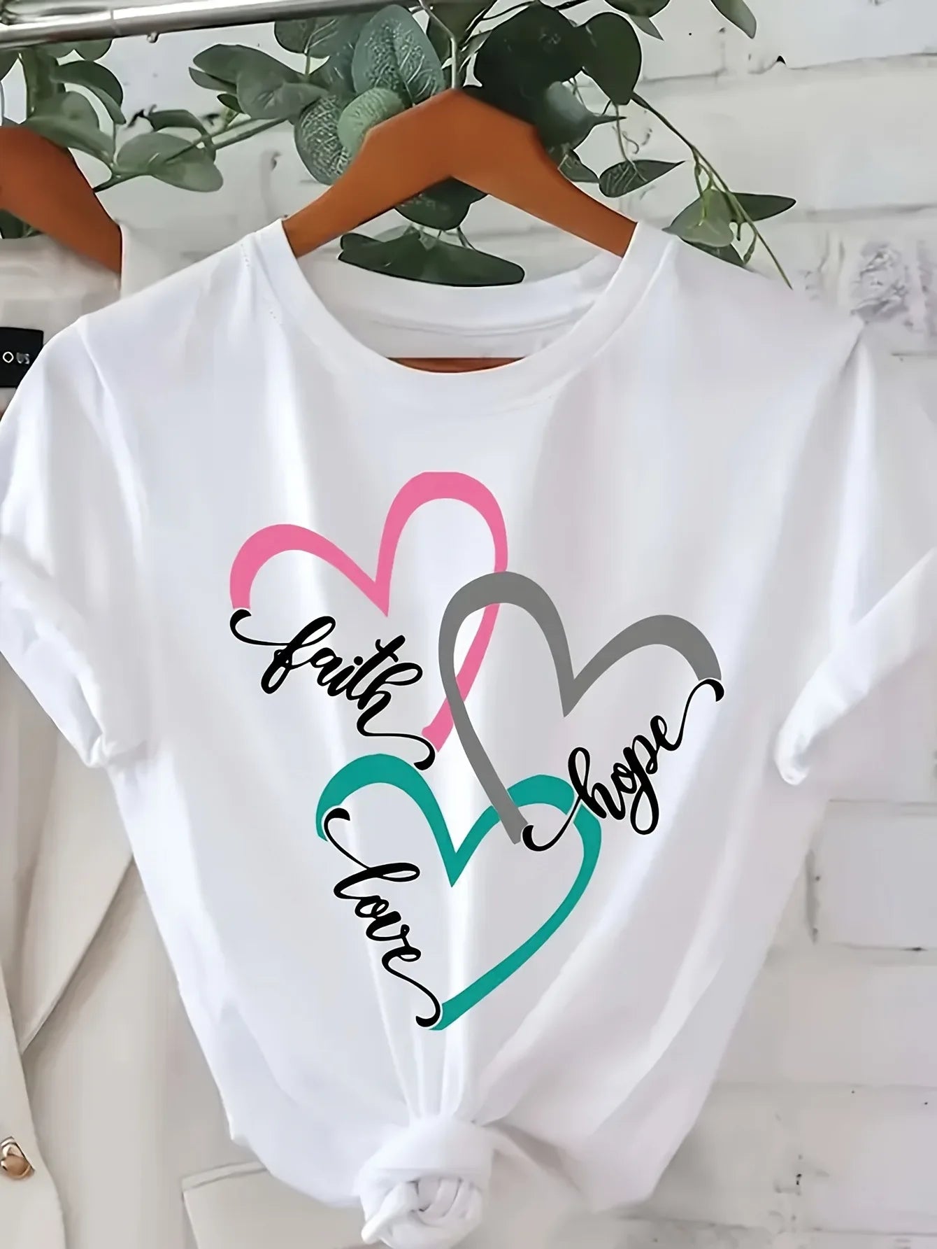 Custom With Crown Heart Design All-Season Casual Attire Casual Wear Women'S Graphic White Casual Crew Neck Short Sleeve T-Shirt