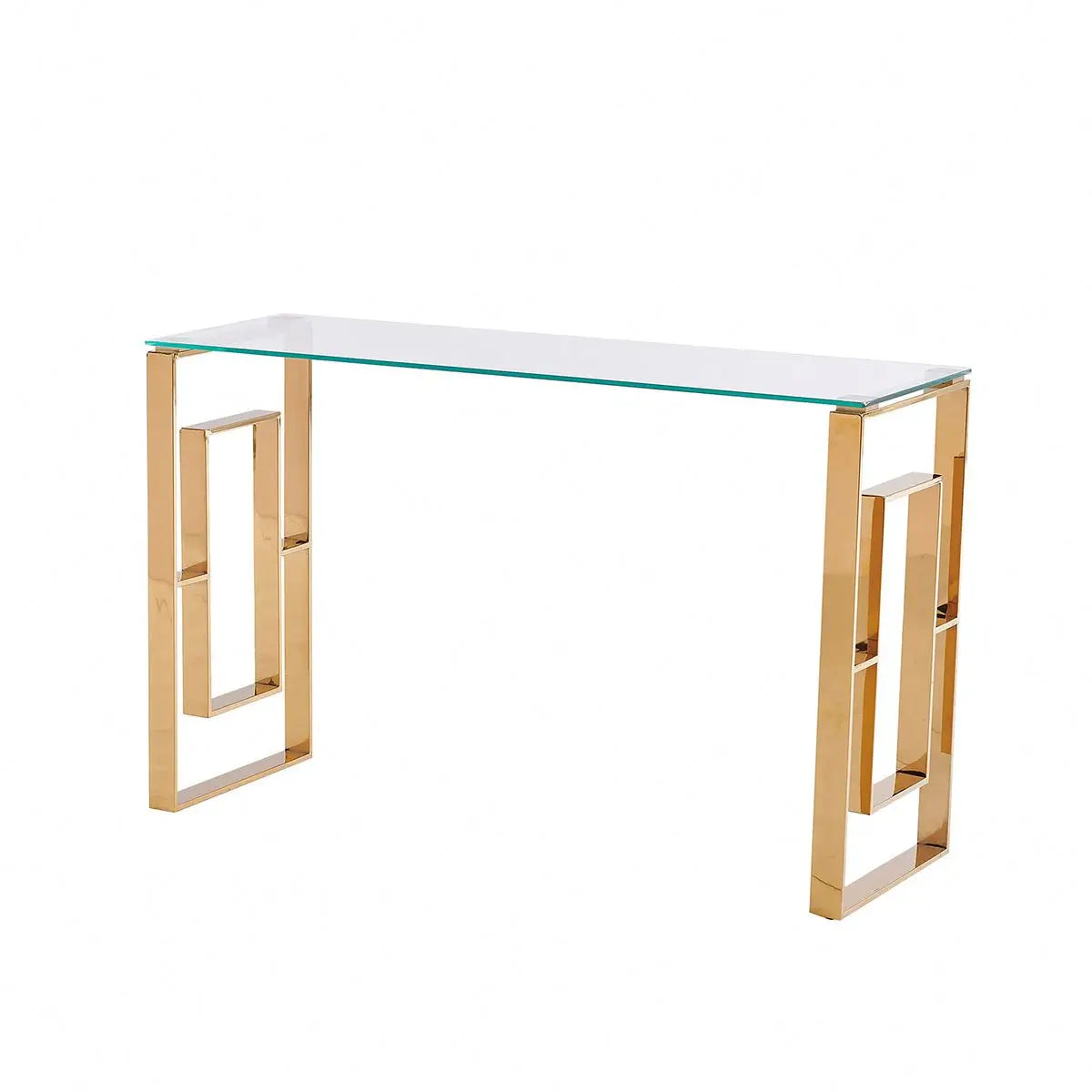2024 Hot Sale Modern Luxury Gold Stainless Steel Console Table with Smart Clear Tempered Glass for Living Room Furniture