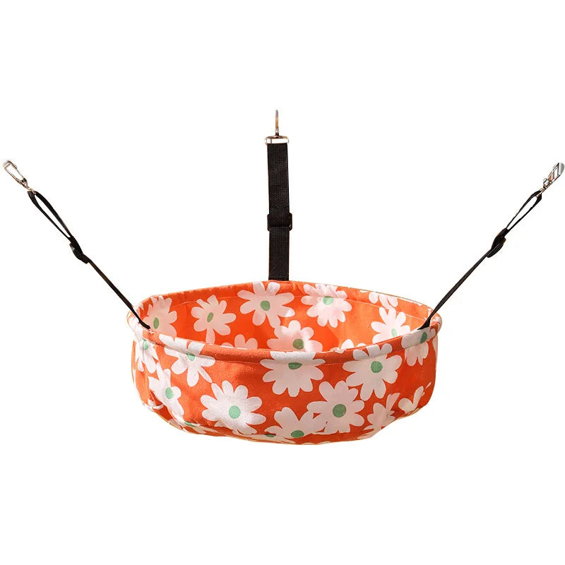 Round Cat Hammock Bed with Adjustable Straps Warm Hanging Bed for Small Pets Resting Sleepy Pad Pet Cage Cat Hammock
