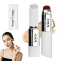 Korean Color-Changing Foundation Stick Long Lasting Dual Head Foundation Cream Lightweight Concealer Stick with Brush