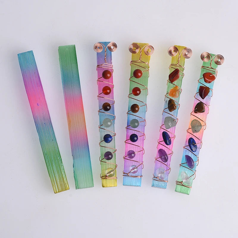 Donghai Healing Crystals Meditation Stones Beads Wire Wrapped Selenite Stick Reik Chakra Crystal Wand for Yoga Meditation Gifts MegaBDM
