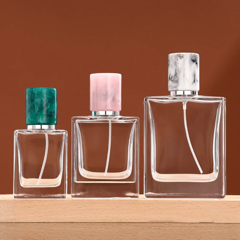 Factory Direct Sale Luxury Square Fragrance Bottle Empty Glass Perfume Bottle Packaging With Resin Cap