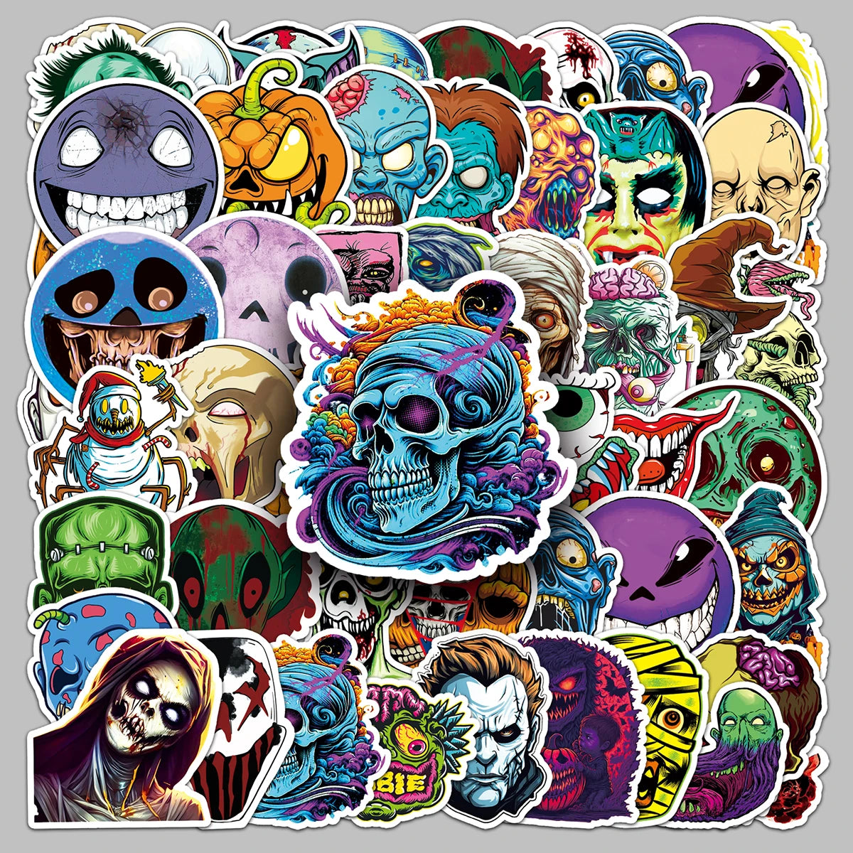 50pcs Factory-Promoted High-Quality PVC Decorative Scary Face Stickers for Rooms & Furniture