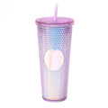 Christmas Custom Logo 24oz Reusable Diamond Drinking Cups Multi Color Black Acrylic Double Wall Mug Plastic Studded Tumblers