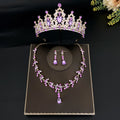 Wholesale Alloy Bridal Crown Necklace Earrings Wedding Tiara Headdress Sets Fashion Trendy Hair Accessories for Women