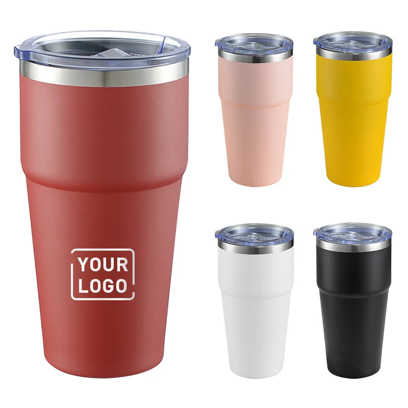 Customize 20 oz Double Wall Insulated Stainless Steel Beer Mug Travel Tumbler with Slide Lid