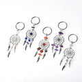 Hot Selling Keyring Stainless Steel Natural Gemstone Crystal Keychain Dreamcatcher Key Ring for Accessories