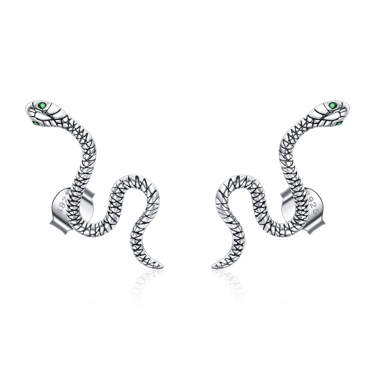 Factory Wholesale 925 Sterling Silver Snake Punk Studs Earrings Unisex Hypoallergenic Earrings Fashion Jewelry Gift SCE1111