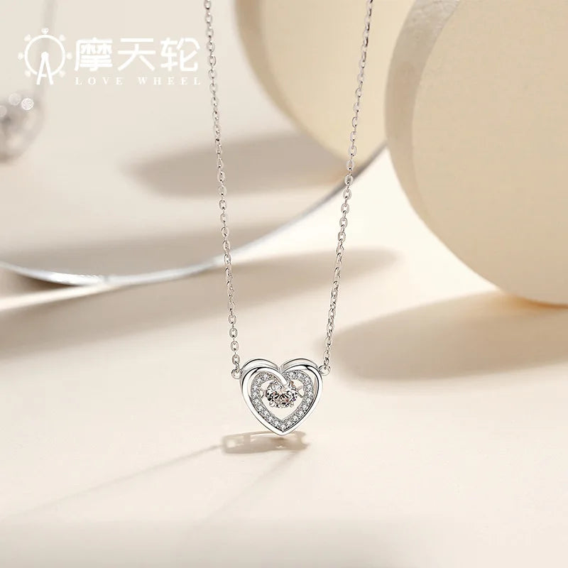 High Classics for Girl Heart Zircon Sterling Silver 925 Engagement Wedding Necklace