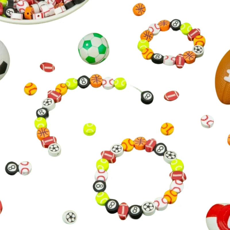 100pcs/bag Football Basketball Ball Ceramic Clay Porcelain Slice DIY Jewelry Making Bracelet Necklace Earring Accessories