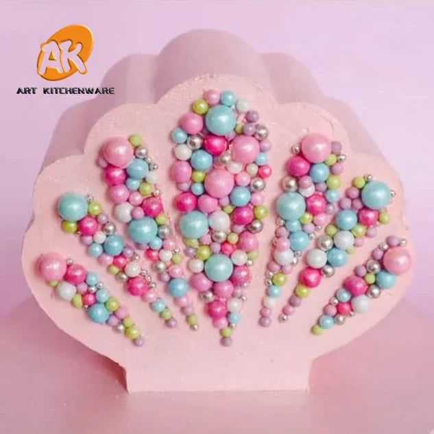 AK Acrylic Shell Shaped Cake Discs Cake Edge Smoother Cream Scraper Wedding Decorating Tools Shell Cake Stencils