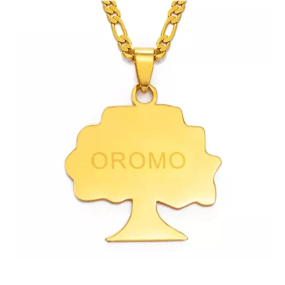 Ethiopia Oromia Pendant Necklaces Oromo Letter Fashion Design Soild Map of Oromia Patriotic Symbol Necklace Gift for Unisex