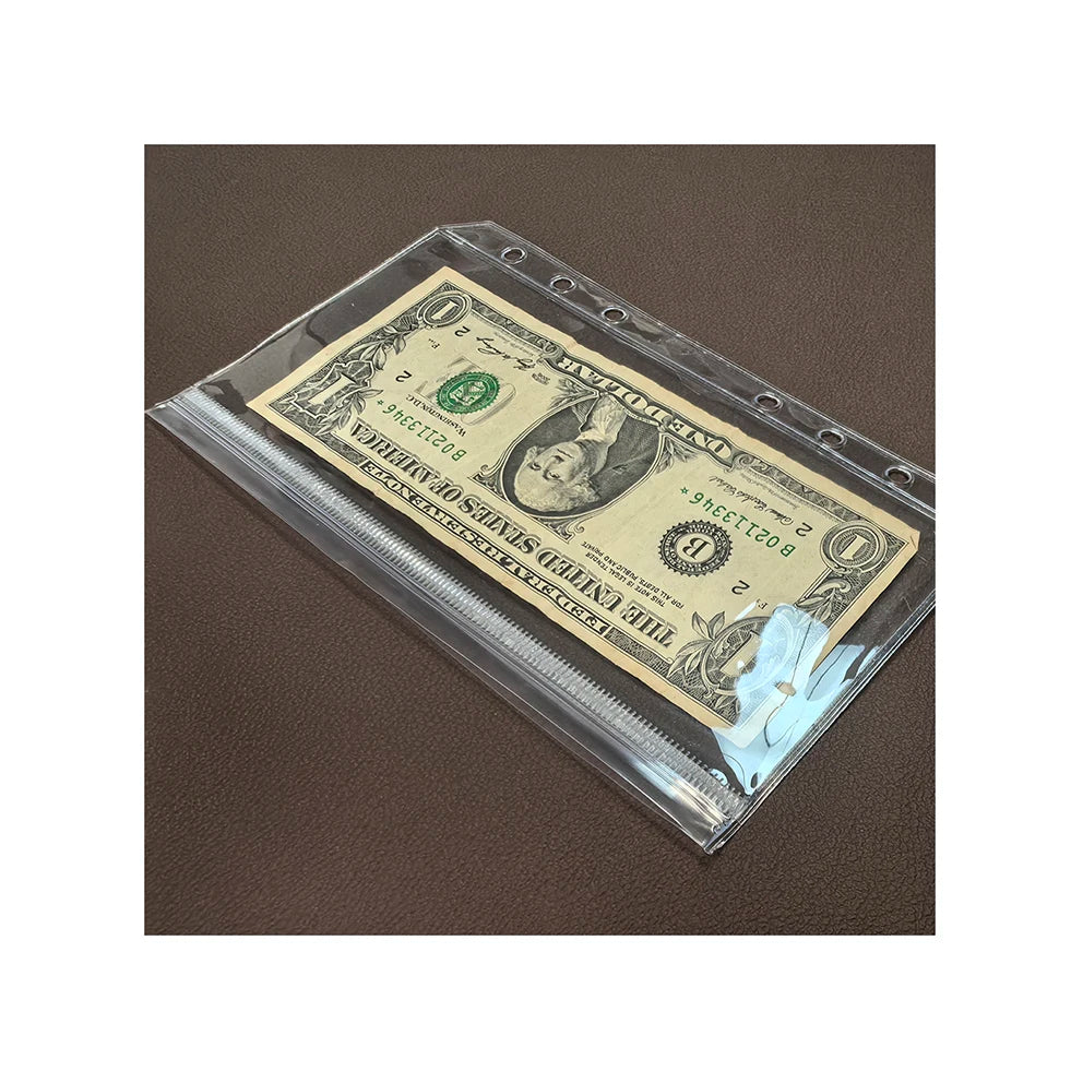 New Hot Selling Transparent Sealing Closure Savings Loose Leaf Pouch Non-Zipper Budget Binder Pocket Clear Zipless Envelope A6