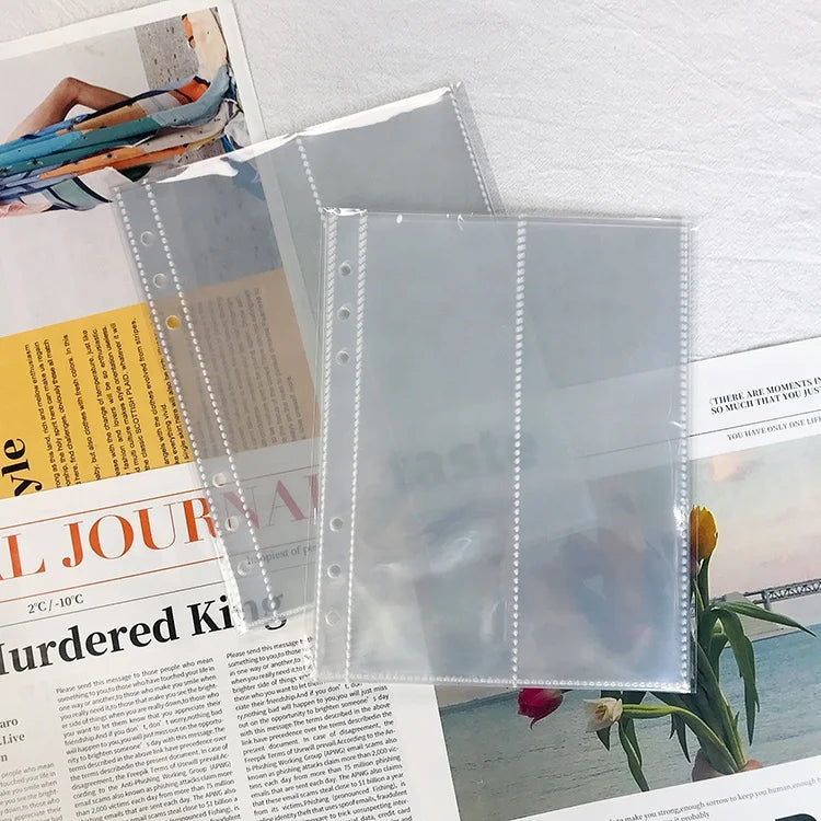 Trading Cards Sleeves Storage Album Pages Transparent Sports Games Card Fit 6 Ring Binder in 4 Pockets Photo Sleeves
