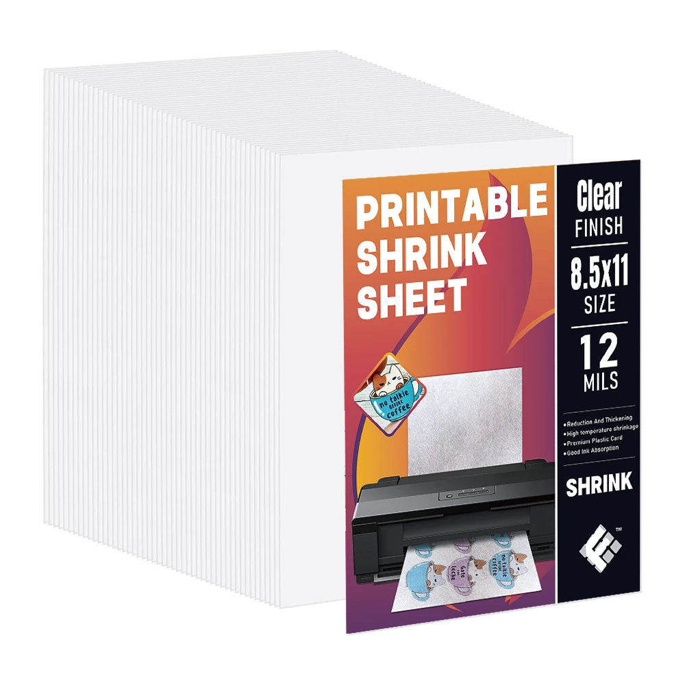 Plastic Paper Heat Dink Shrinky Sheets Art Diy White for Film A4 Kit Wrap Key Keychain Jewelry Inkjet Printable Shrink Sheet